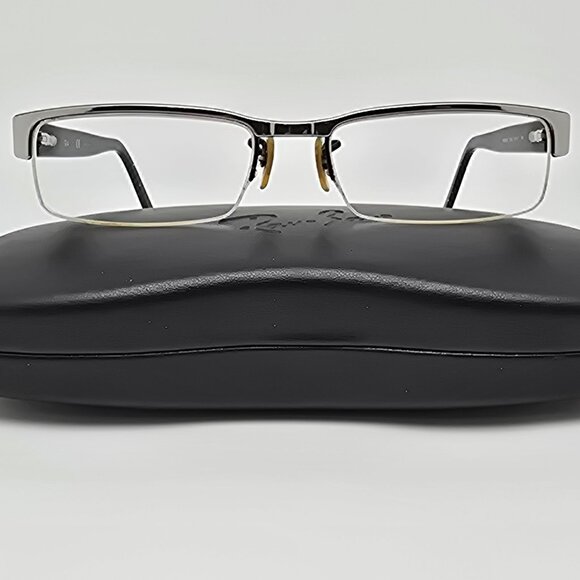 *SOLD* Ray-Ban RB6182 2509 Silver on Black Semi-Rimless Eyeglasses Frame w/ Case - Picture 1 of 15